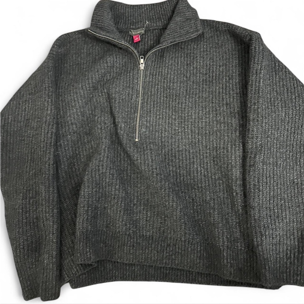 Vince Camuto Quarter Zip Cable Knit Sweater Womens L